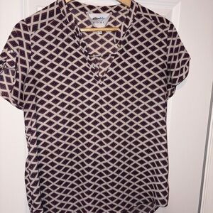 Alice Blue Red Fitted Blouse with Mandarin Collar